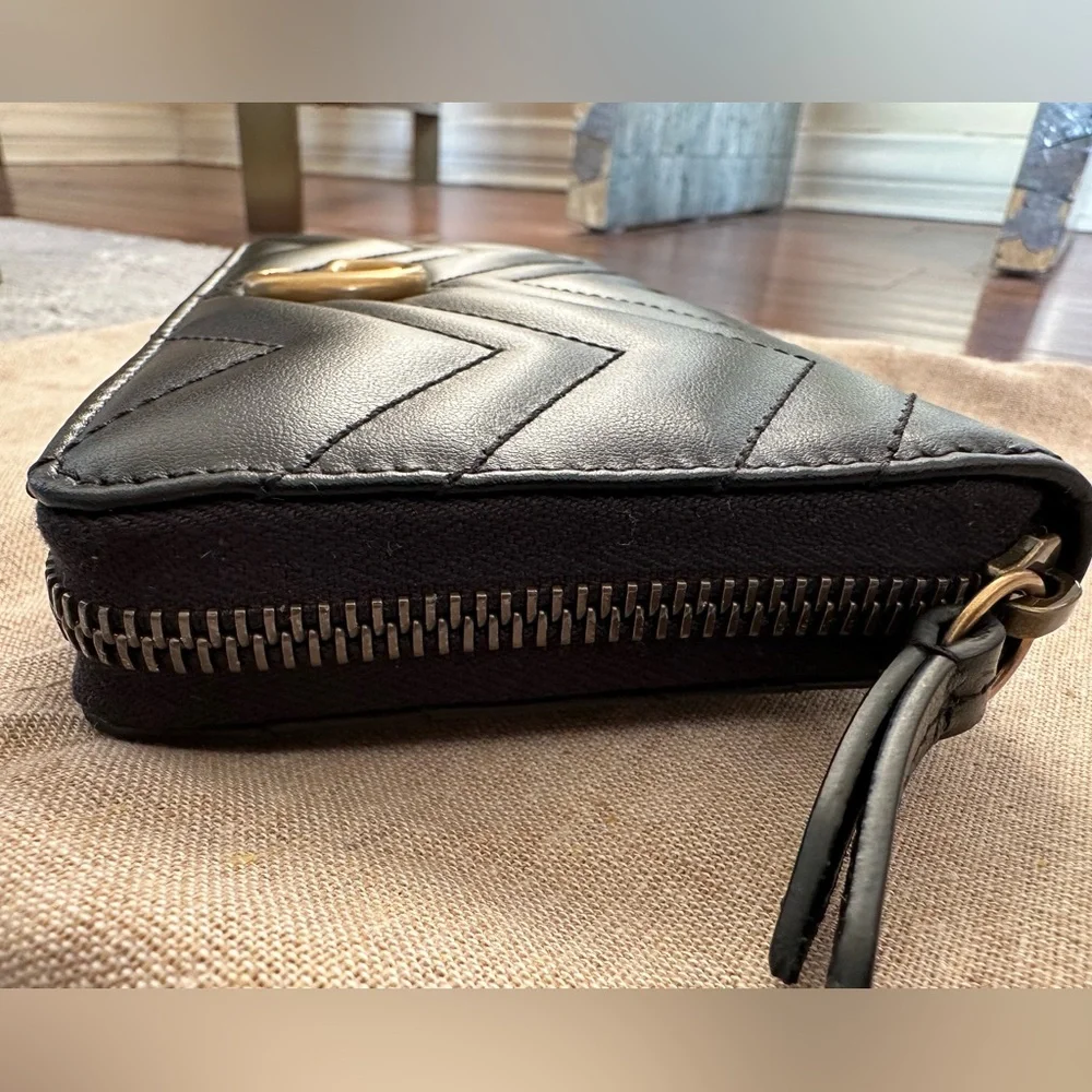 Authentic Gucci Marmont Zip Around Wallet, Black with Gold Hardware, NEW - Picture 7 of 11